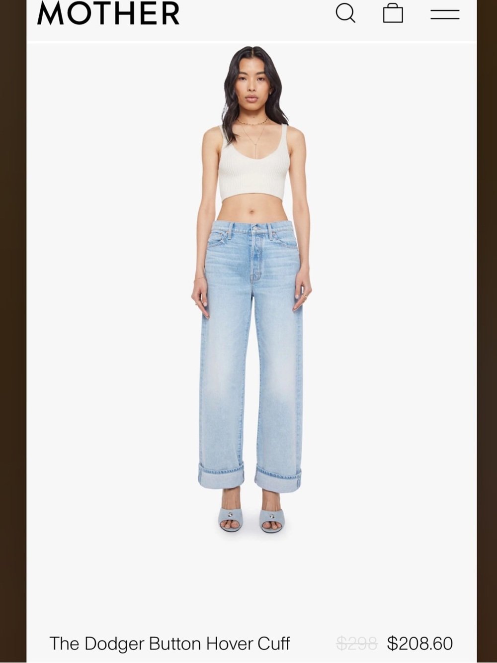 MOTHER The Dodger Button Hover Cuff Jeans